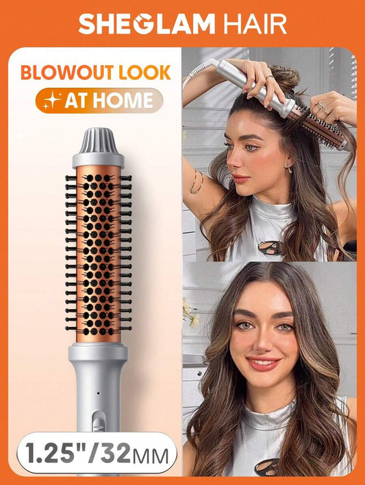 SHEGLAM HAIR فرشاة تصفيف حرارية شي جلام - 32 مم، فرشاة تجعيد الشعر وتكثيف الجذور، بتسخين سريع، أسنان مشط مطورة، خيارين لدرجة الحرارة، تصفيف آمن بدون تلف الشعر