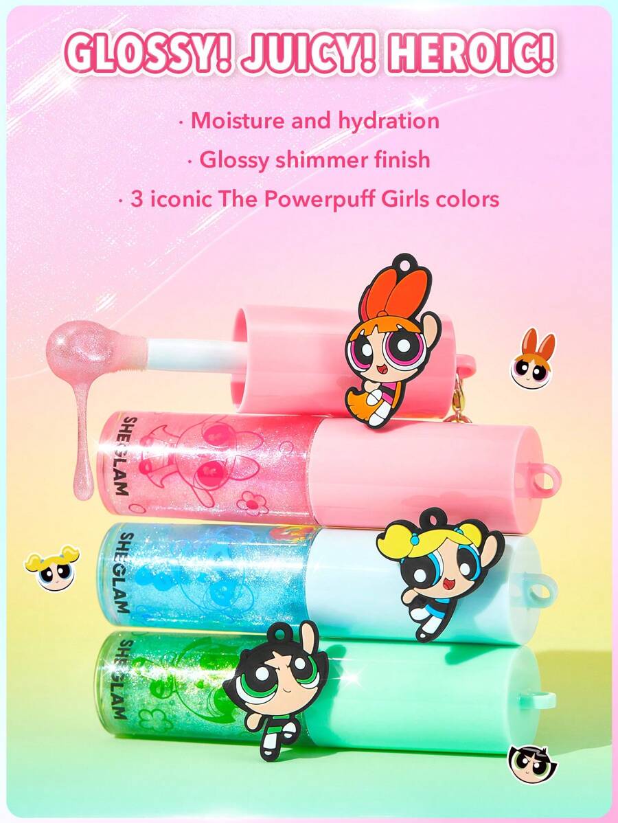 The Powerpuff Girls X SHEGLAM ملمع الشفاه Super Trio-Blossom