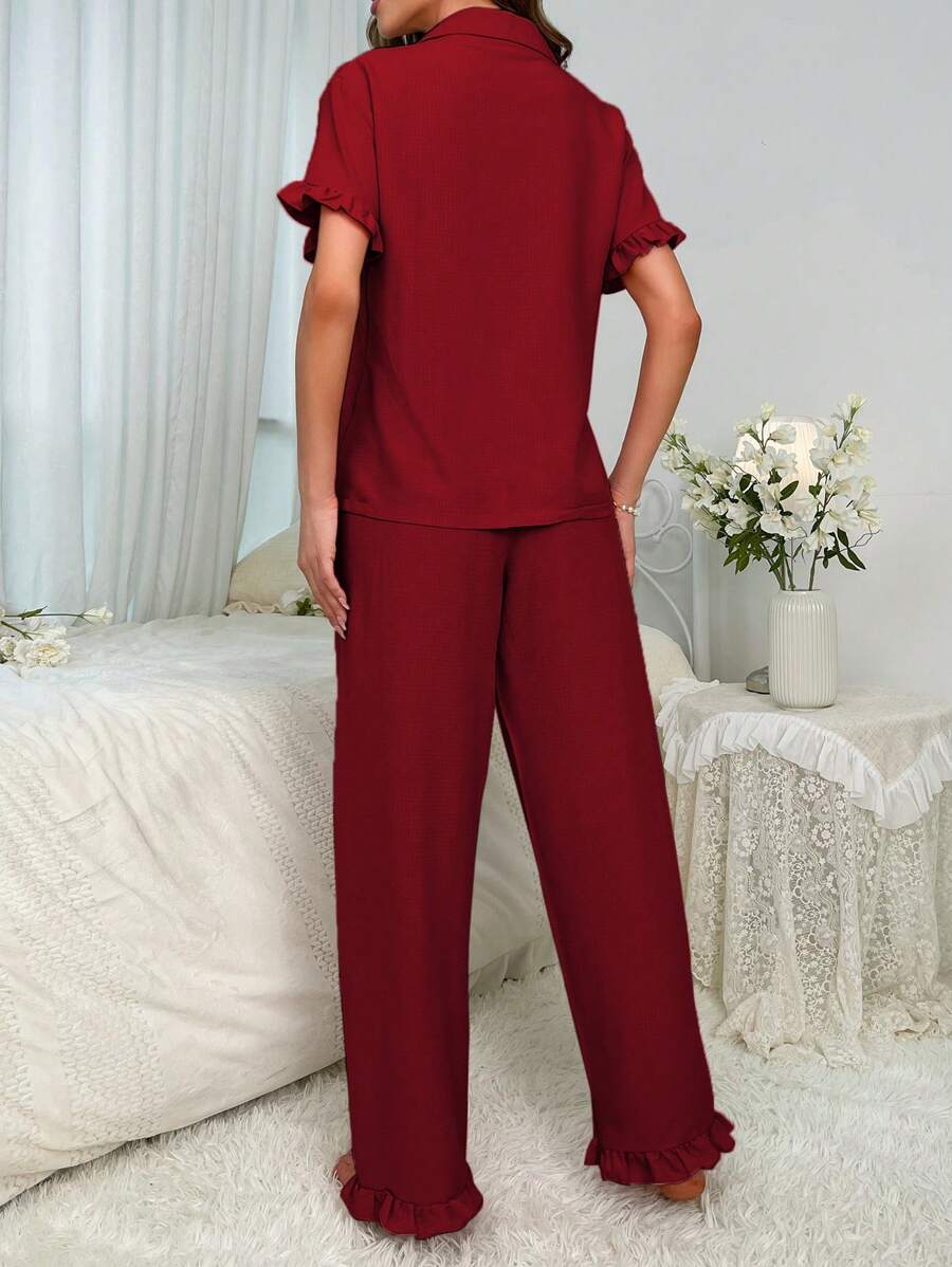SHEIN طقم بيجامة بتفاصيل كشكش