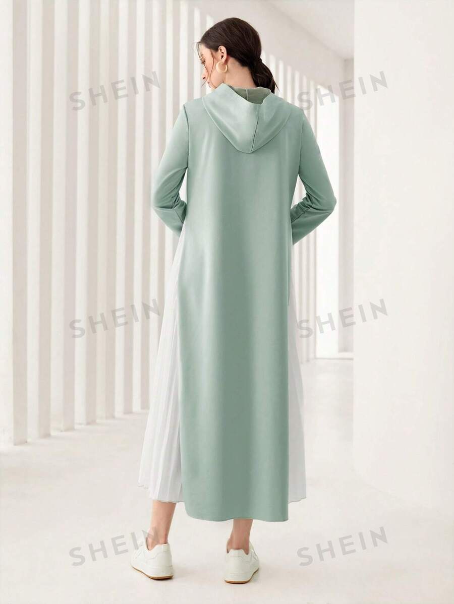SHEIN Mulvari فستان بغطاء رأس بحاشية مطوية