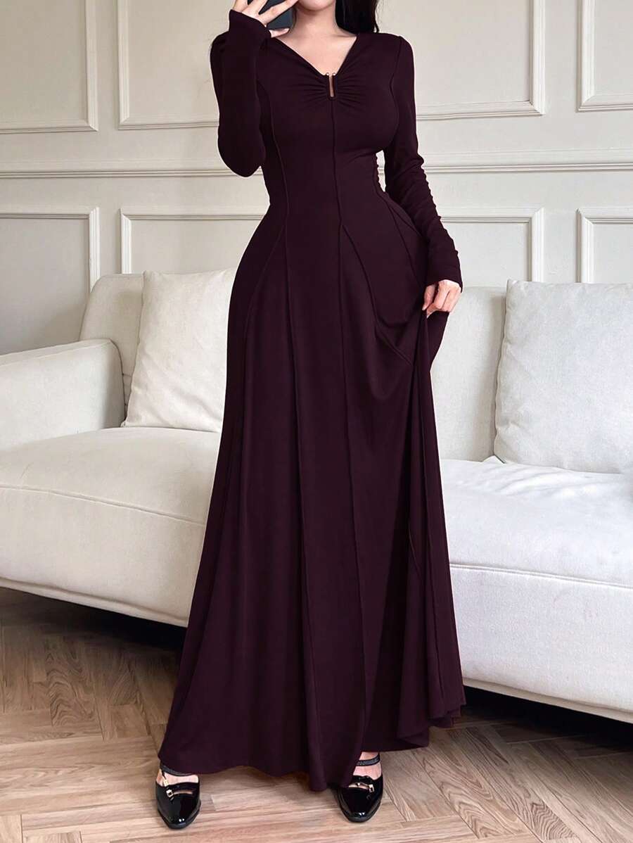 SHEIN Modelyn ثوب ارجواني أنيق عند الخصر