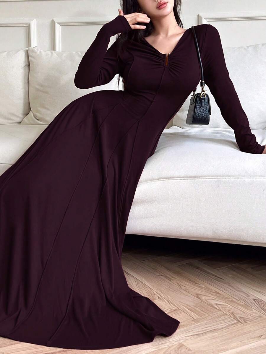 SHEIN Modelyn ثوب ارجواني أنيق عند الخصر