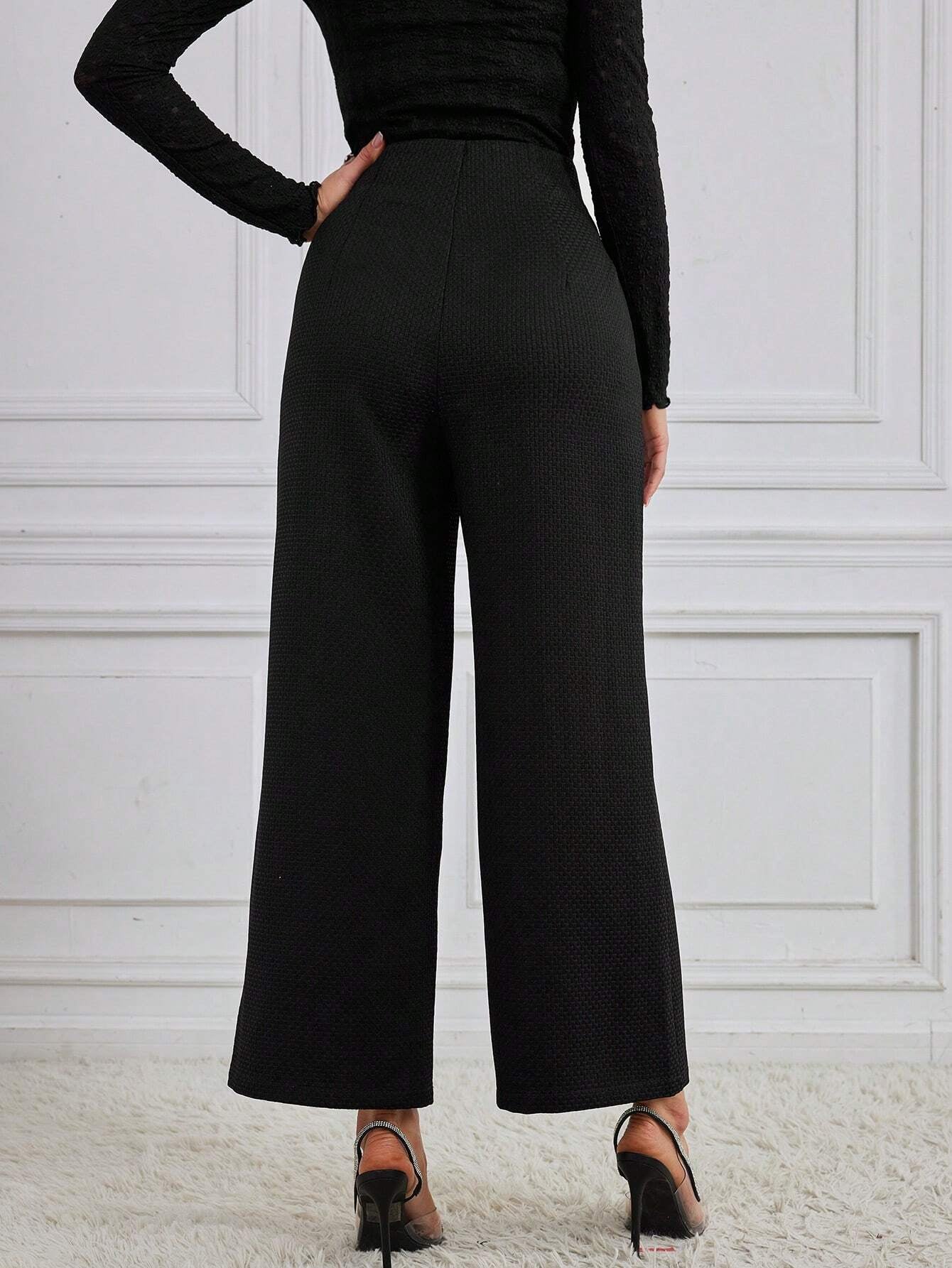 Modely Women'S Loose Fit Wide Leg Pants with Button Detail