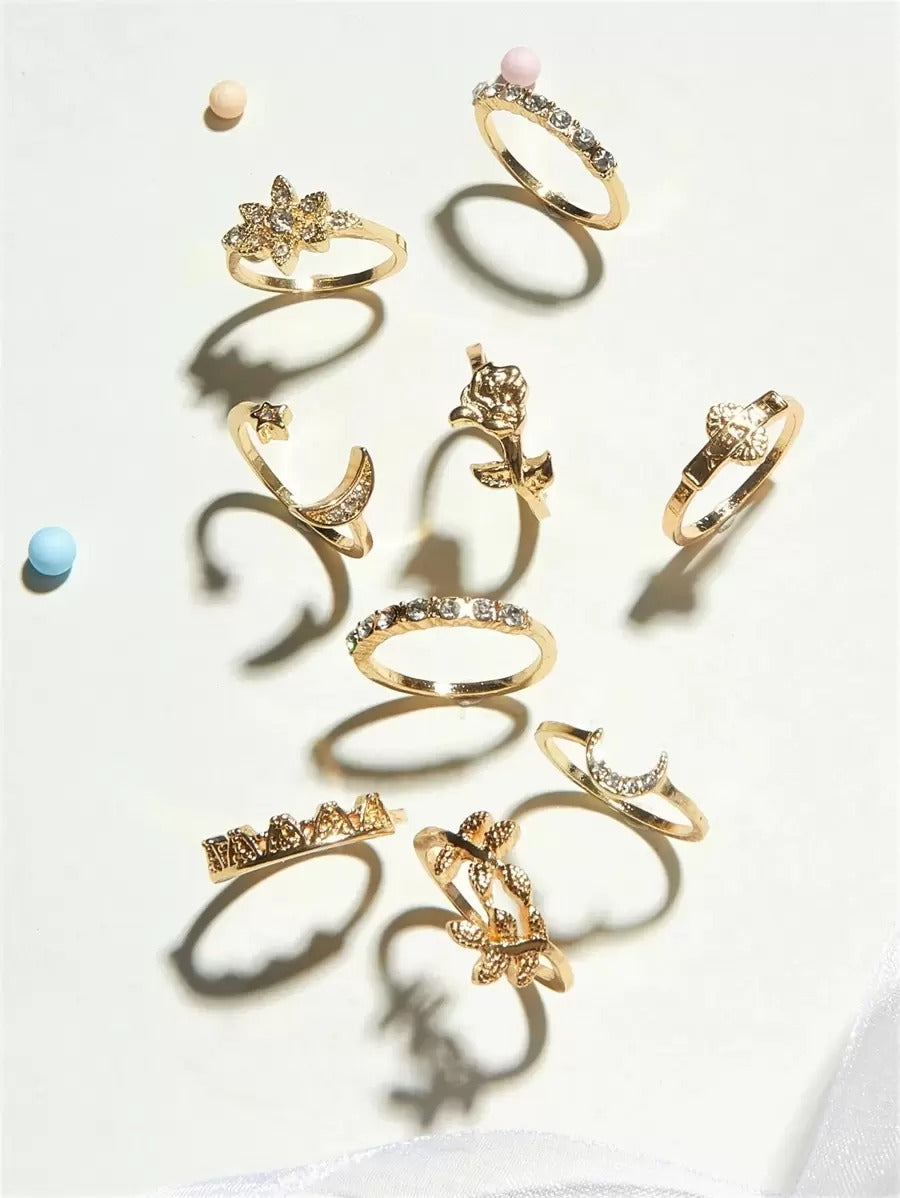 SHEIN ROMWE مجموعة خواتم 9 قطع بشكل قمر