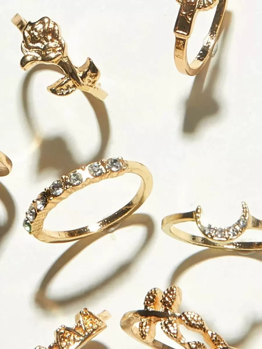 SHEIN ROMWE مجموعة خواتم 9 قطع بشكل قمر