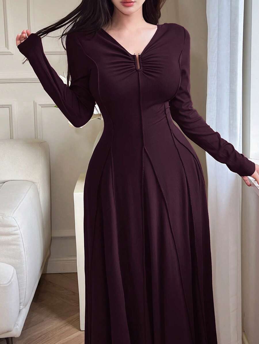 SHEIN Modelyn ثوب ارجواني أنيق عند الخصر