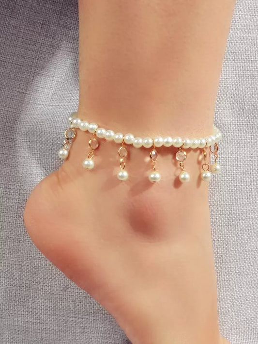 SHEIN سوار كاحل مزين بلؤلؤ اصطناعي