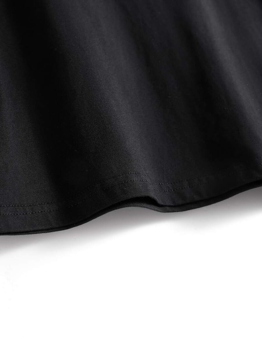 SHEIN INAWLY تي شيرت أسود بياقة دائرية