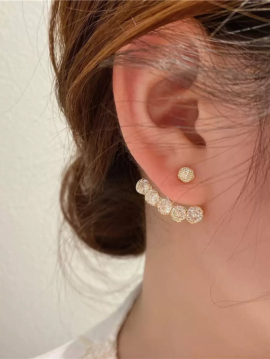 SHEIN Andkiss ملحق أقراط ذهبي مزين بمكعب زركونيا