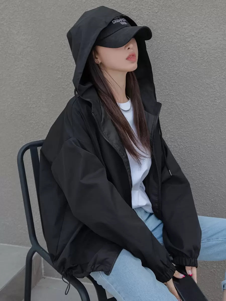 SHEIN DAZY معطف نسائي بكابوشون وسحاب