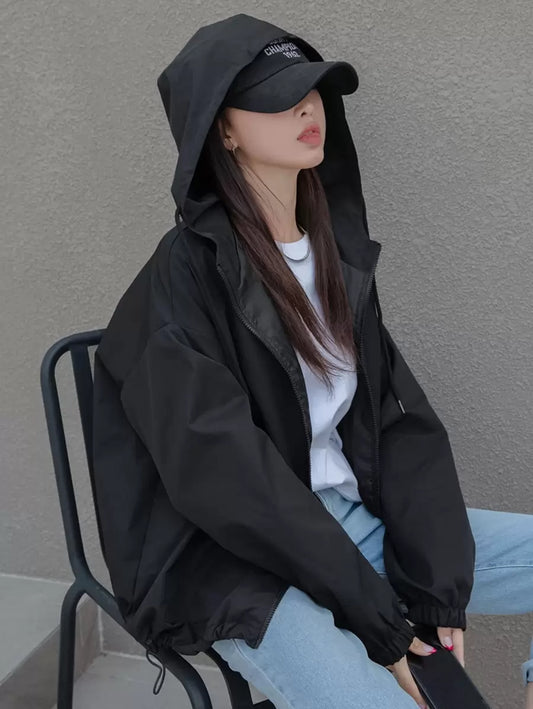 SHEIN DAZY معطف نسائي بكابوشون وسحاب
