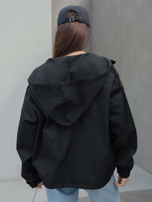 SHEIN DAZY معطف نسائي بكابوشون وسحاب