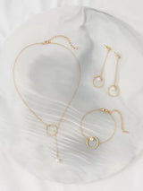 SHEIN طقم مجوهرات دائرية قلادة وسوار وأقراط