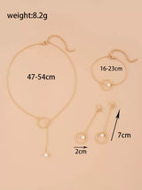 SHEIN طقم مجوهرات دائرية قلادة وسوار وأقراط