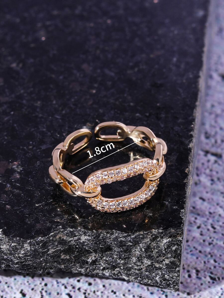 SHEIN خاتم مفتوح بقص مجوف مزين بحجر الراين