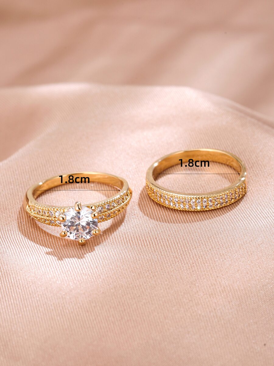 SHEIN طقم 2 خواتم مكعب زركونيا