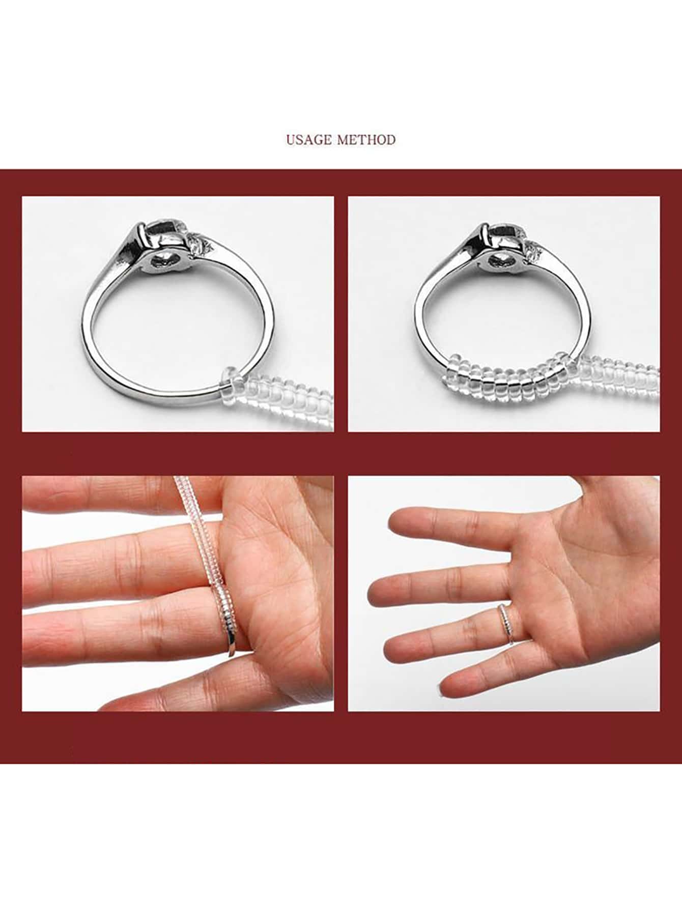 SHEIN طقم 4 قطع أدوات ضبط حجم الخاتم من السيليكون