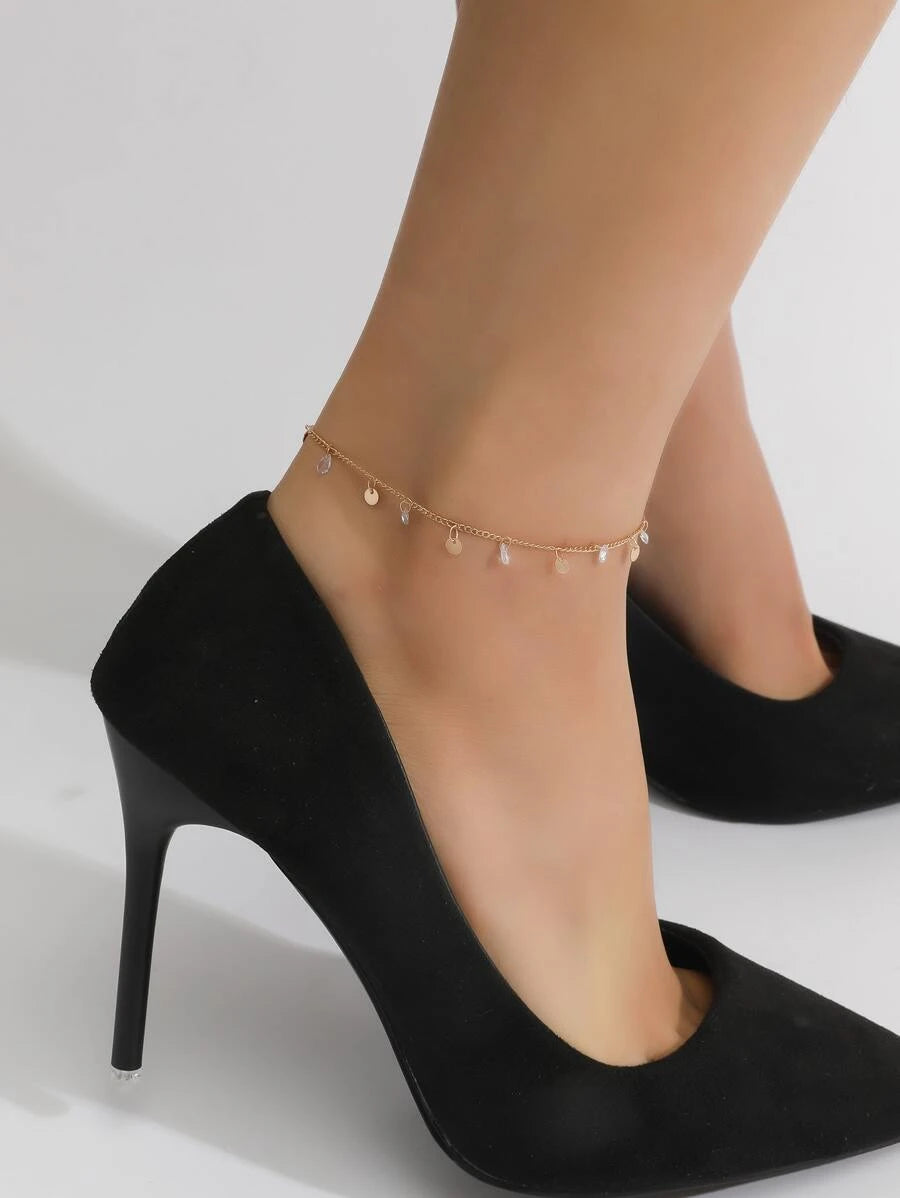SHEIN خلخال بتعليقة دائرية وزركون