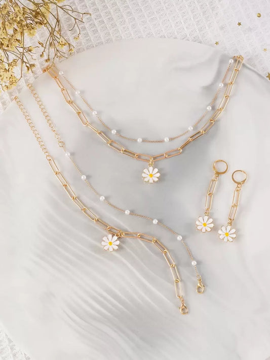 SHEIN طقم مجوهرات 5 قطع مزخرف بالزهور