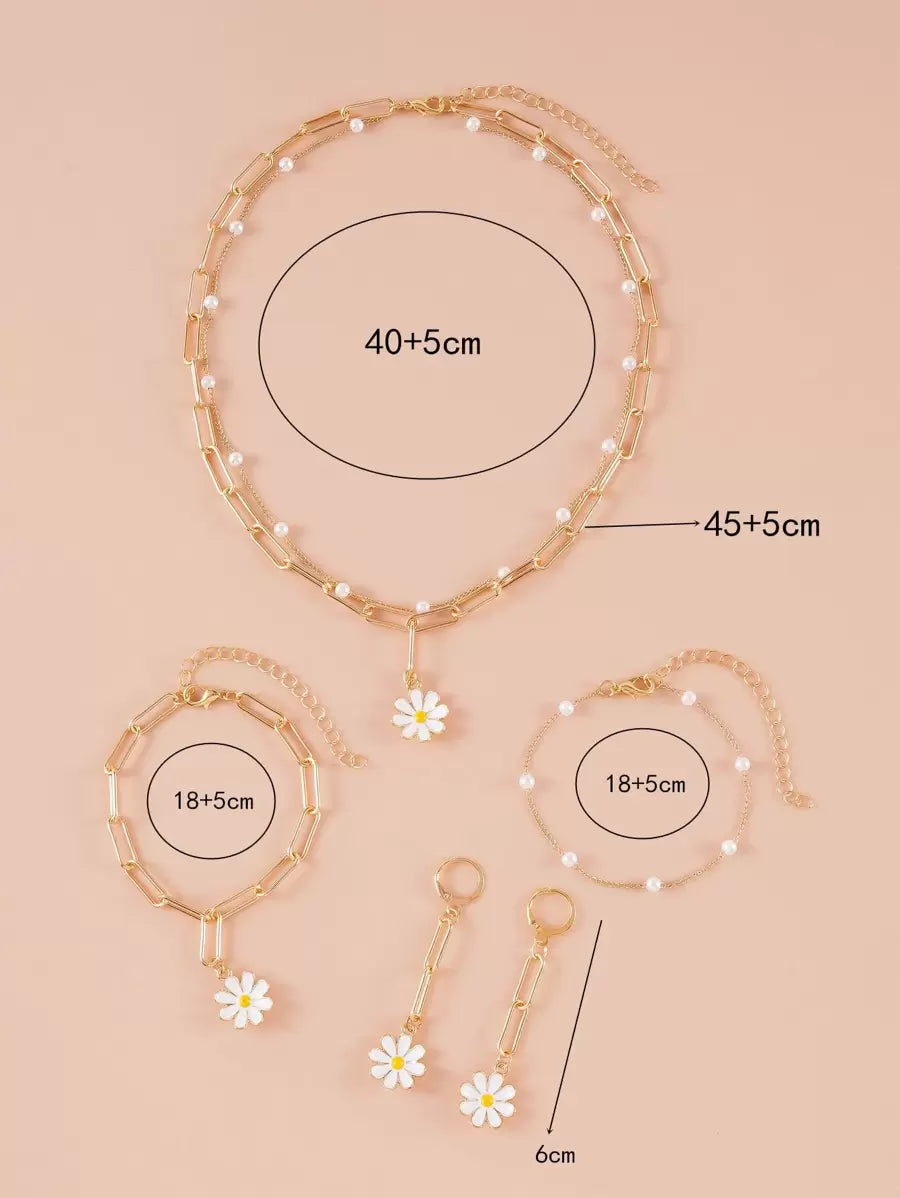 SHEIN طقم مجوهرات 5 قطع مزخرف بالزهور