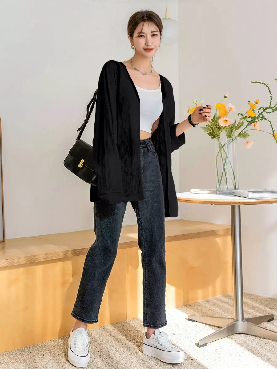 SHEIN DAZY معطف نسائي بأكمام خفاش مفتوح من الأمام