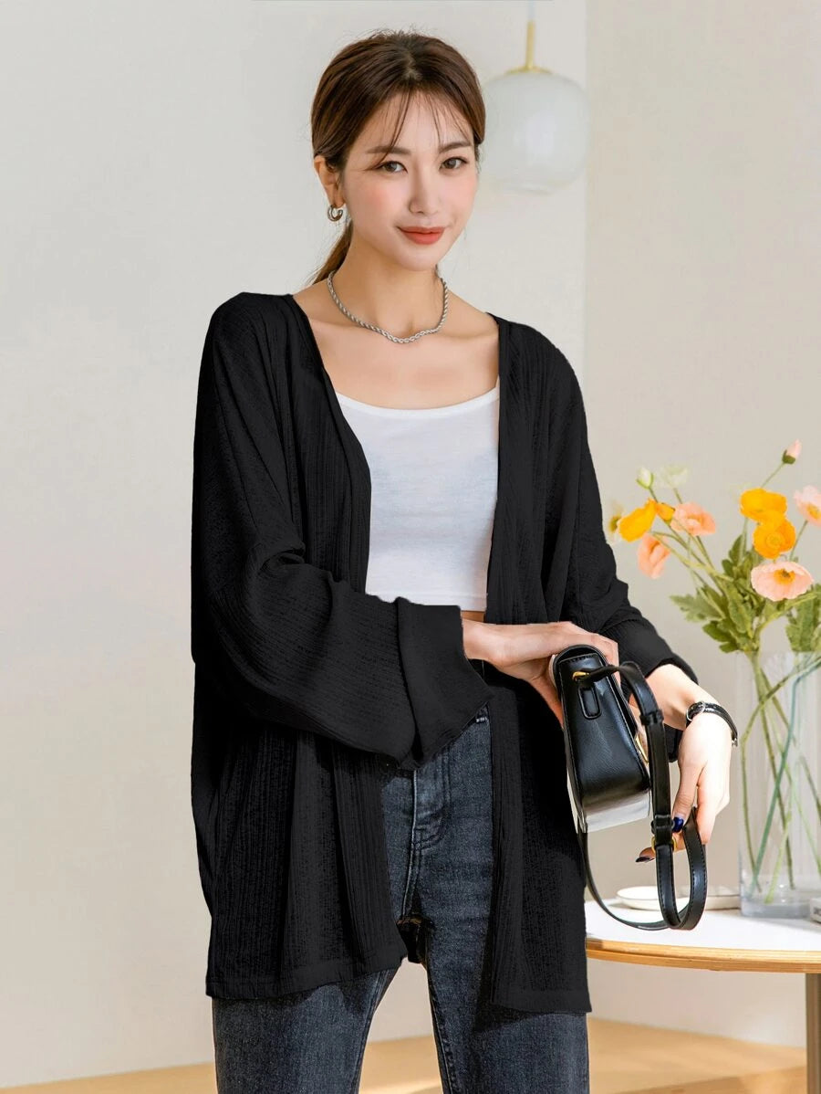 SHEIN DAZY معطف نسائي بأكمام خفاش مفتوح من الأمام