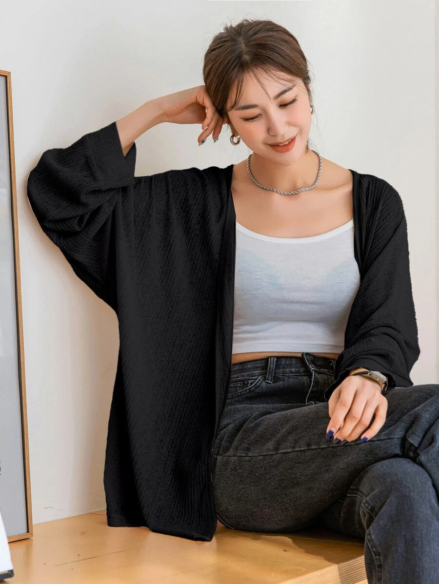 SHEIN DAZY معطف نسائي بأكمام خفاش مفتوح من الأمام