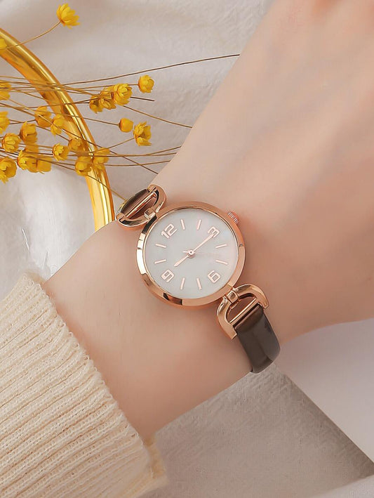 SHEIN ساعة كوارتز دائرية بسيطة