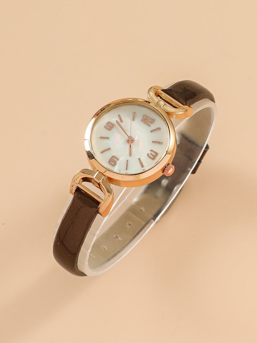 SHEIN ساعة كوارتز دائرية بسيطة