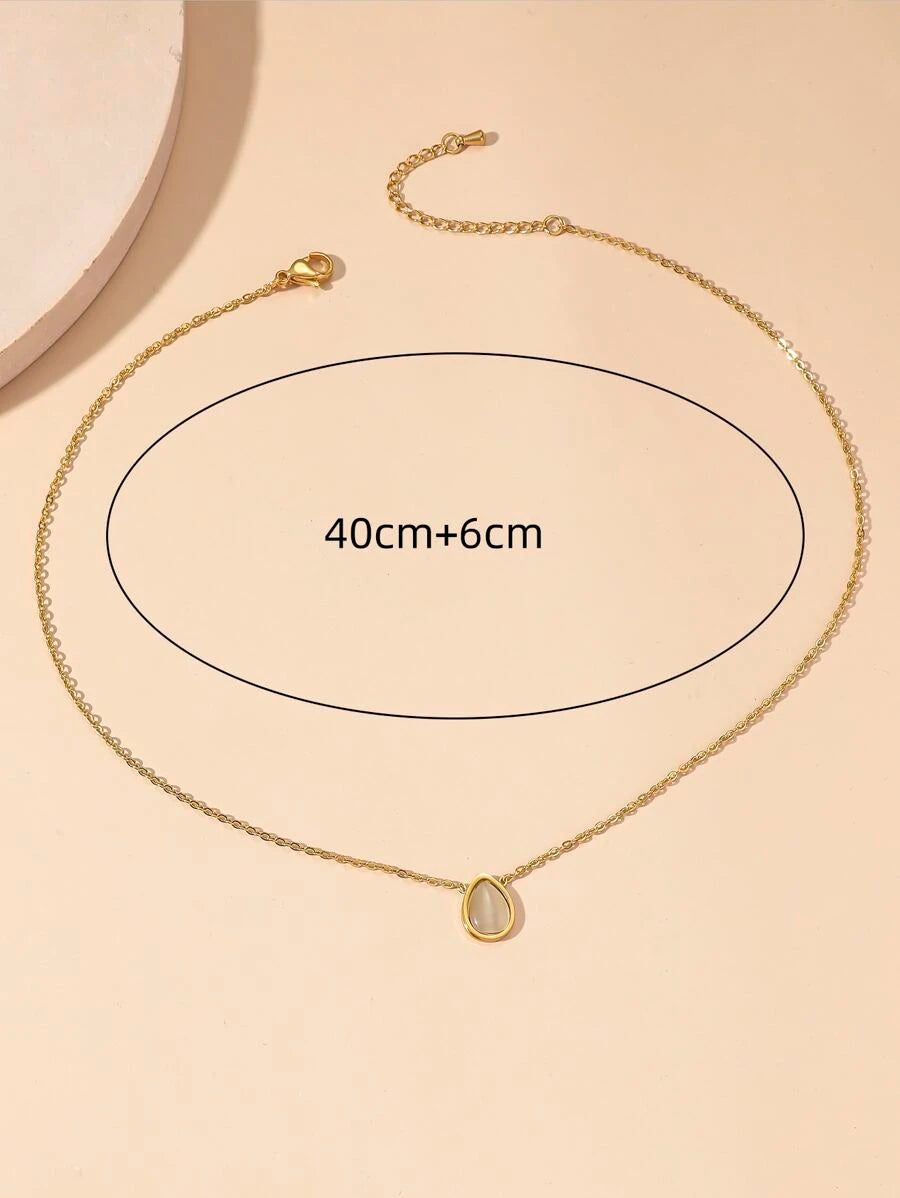 SHEIN Aboocag قلادة عين القطة علي شكل قطرة