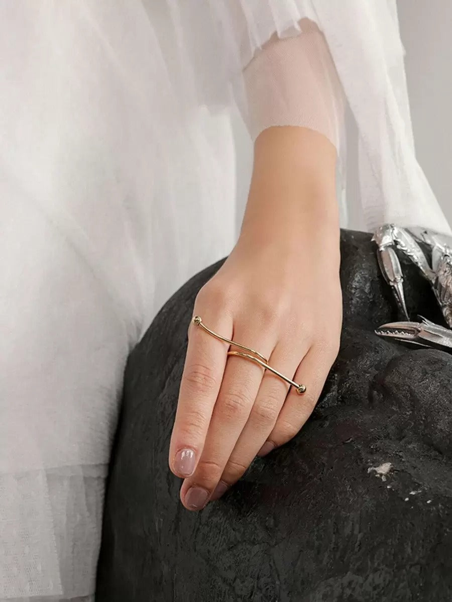 SHEIN خاتم أنيق بديكور خرز وتصميم ملفوف