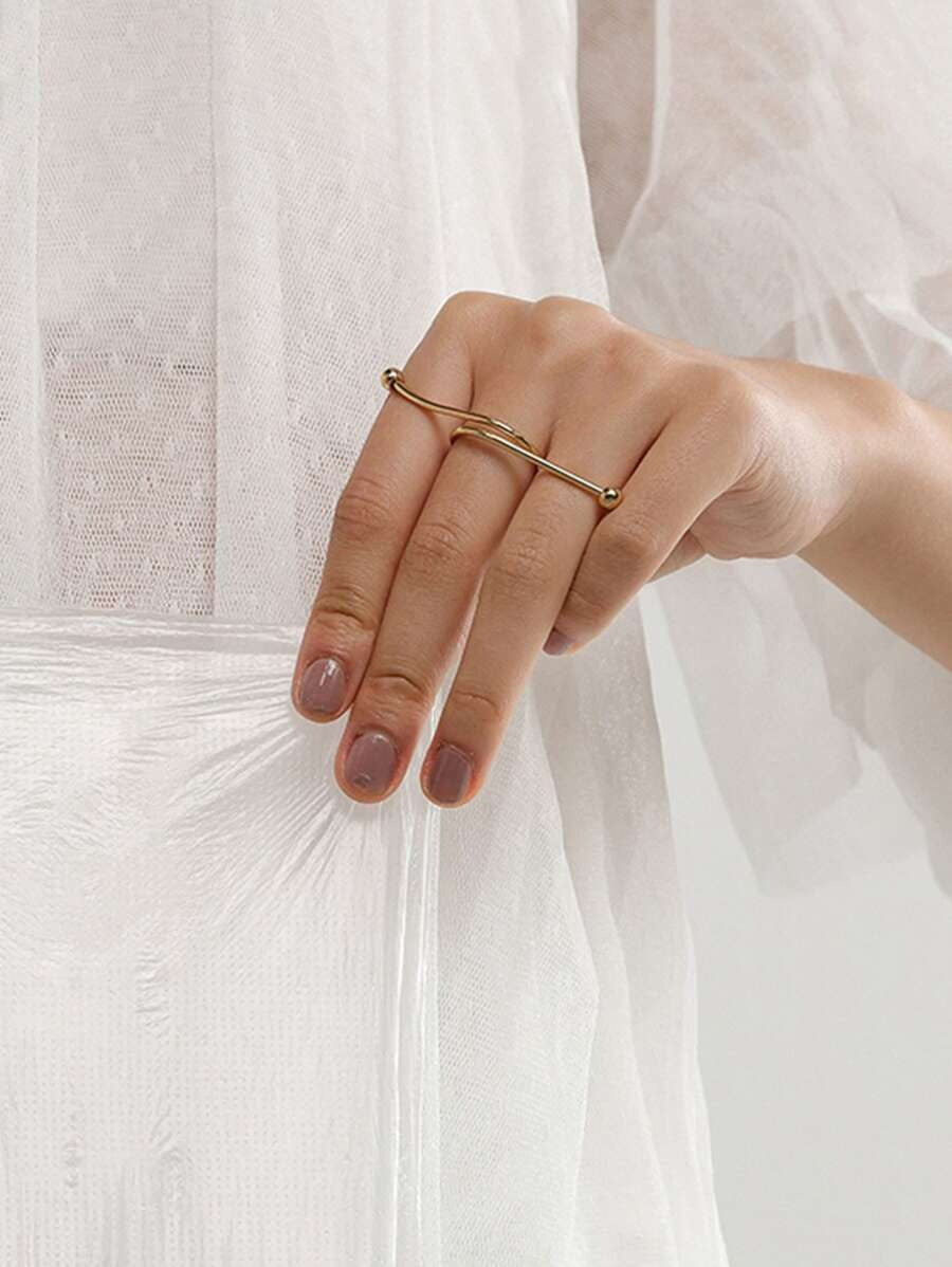 SHEIN خاتم أنيق بديكور خرز وتصميم ملفوف