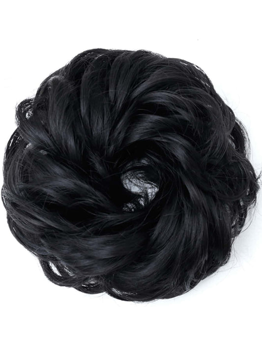 SHEIN إكسسوارات شعر كرلي فوضوي 6 بوصة أسود اصطناعي
