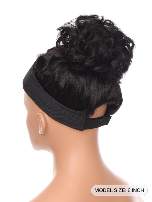 SHEIN إكسسوارات شعر كرلي فوضوي 6 بوصة أسود اصطناعي