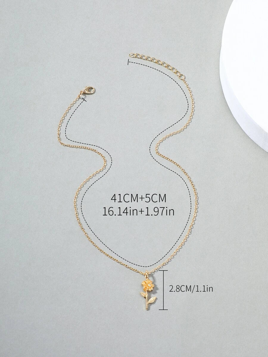 SHEIN قلادة سحر الزهور الذهبية