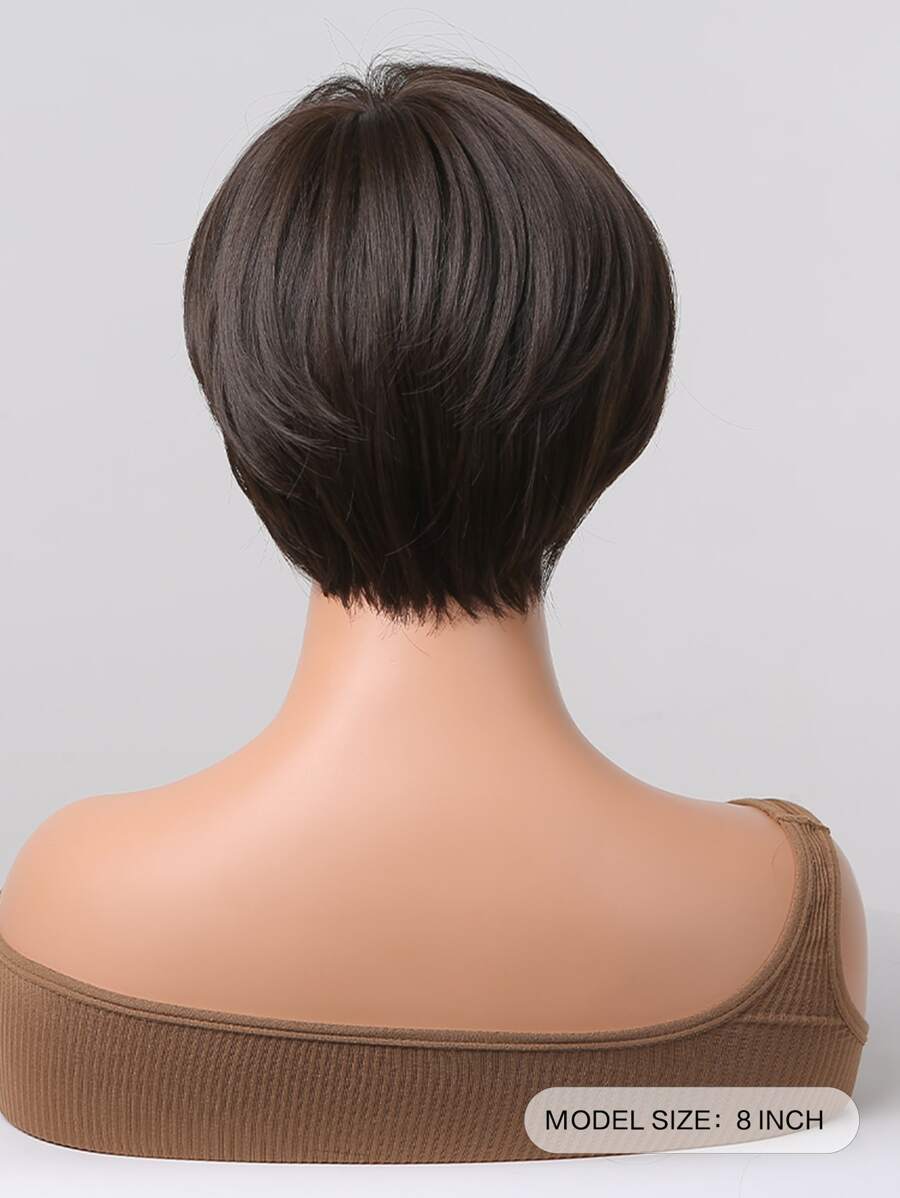 SHEIN باروكة صناعية قصيرة مستقيمة 10 بوصة مع غرة