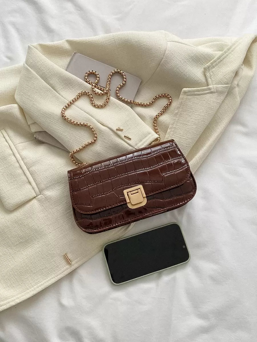 SHEIN حقيبة صغيرة بسلسلة بنمط تمساح