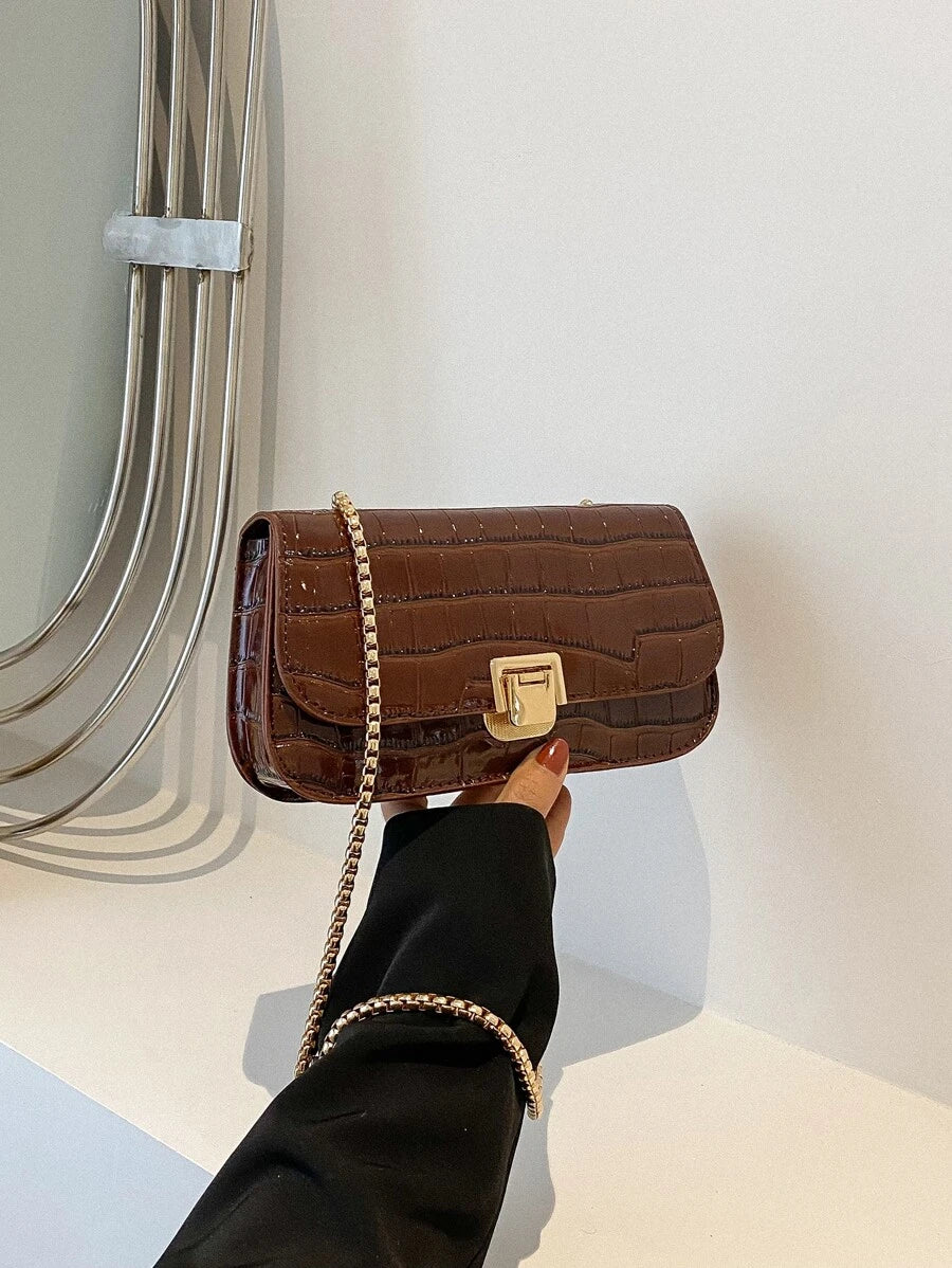 SHEIN حقيبة صغيرة بسلسلة بنمط تمساح