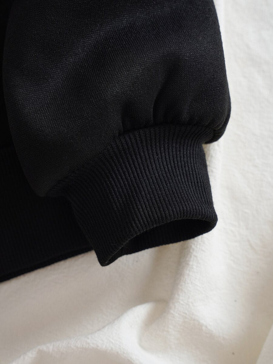 SHEIN INAWLY هودي اسود مزين بقلوب مبطن حرارياً