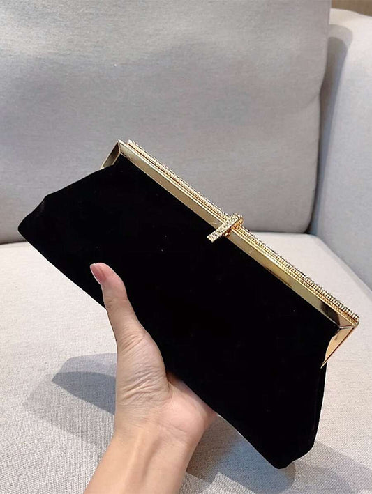 SHEIN حقيبة دلو مزينة بحجارة الراين بتصميم سحاب