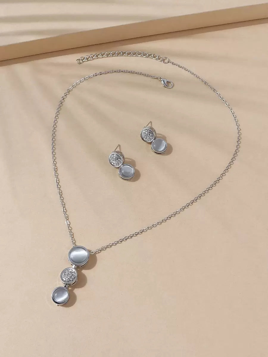 SHEIN طقم مجوهرات 3 قطع مزين بحجر الراين
