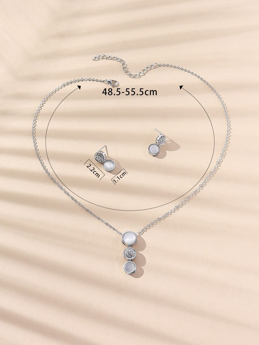 SHEIN طقم مجوهرات 3 قطع مزين بحجر الراين