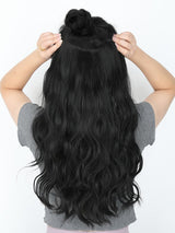 SHEIN باروكة شعر موجي 24 بوصة بلون أسود بمشبك
