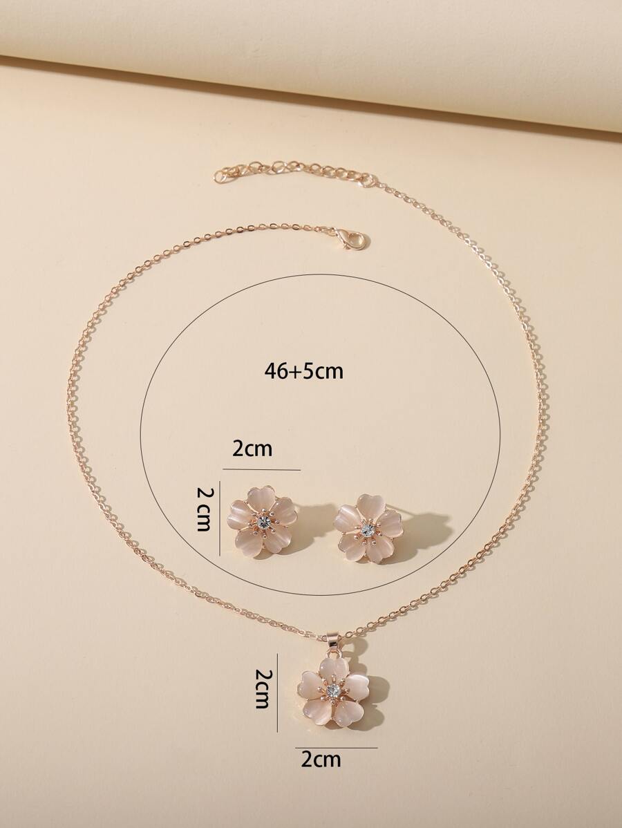 SHEIN طقم مجوهرات 3 قطع مزين بالأزهار