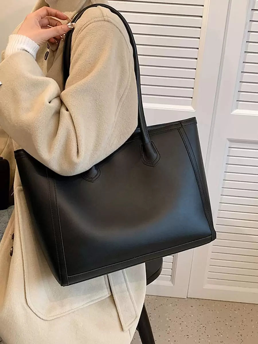 SHEIN حقيبة كتف خفيفة بخياطة أنيقة وسعة كبيرة