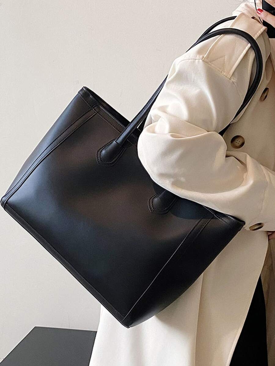 SHEIN حقيبة كتف خفيفة بخياطة أنيقة وسعة كبيرة
