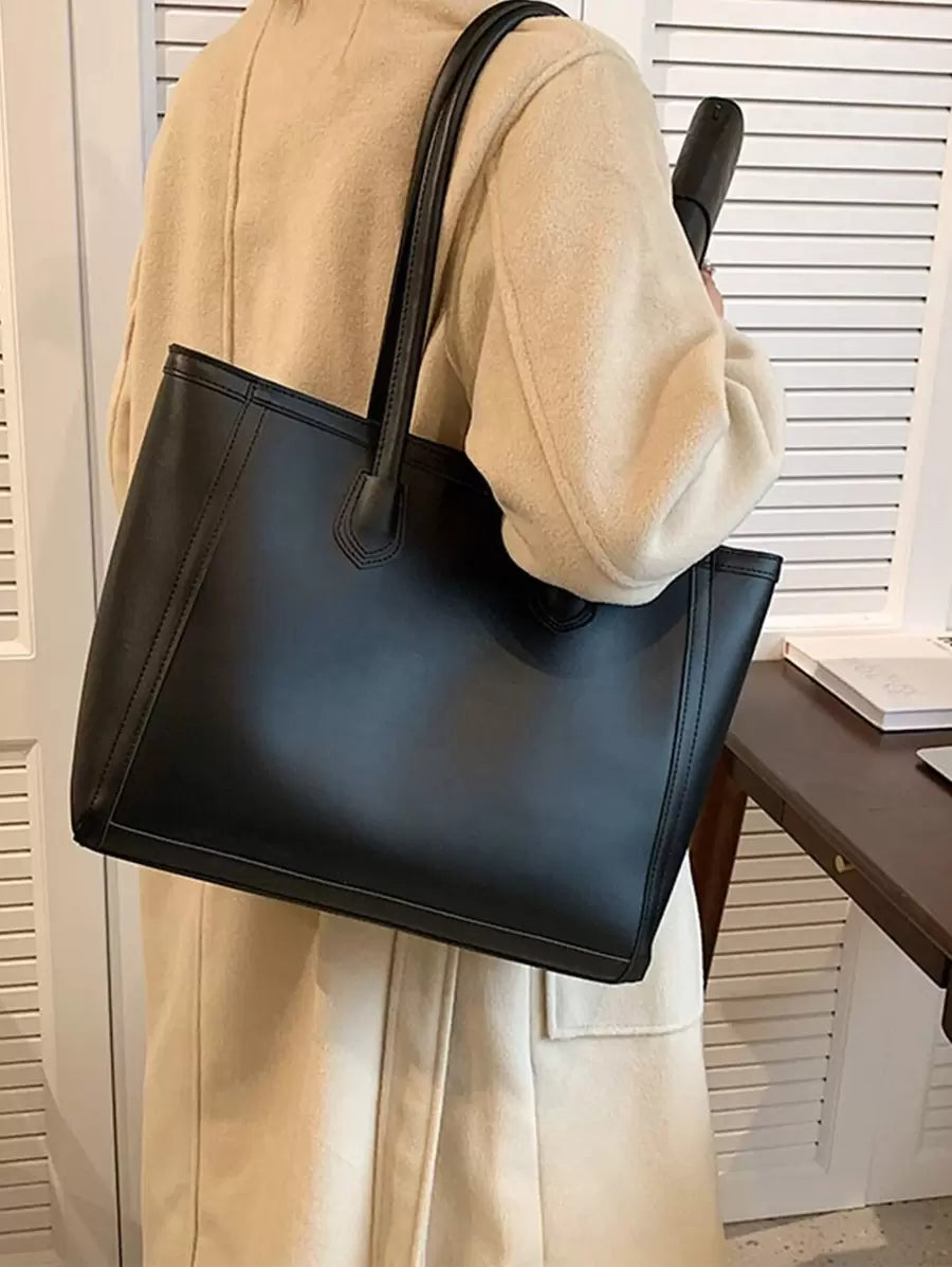 SHEIN حقيبة كتف خفيفة بخياطة أنيقة وسعة كبيرة