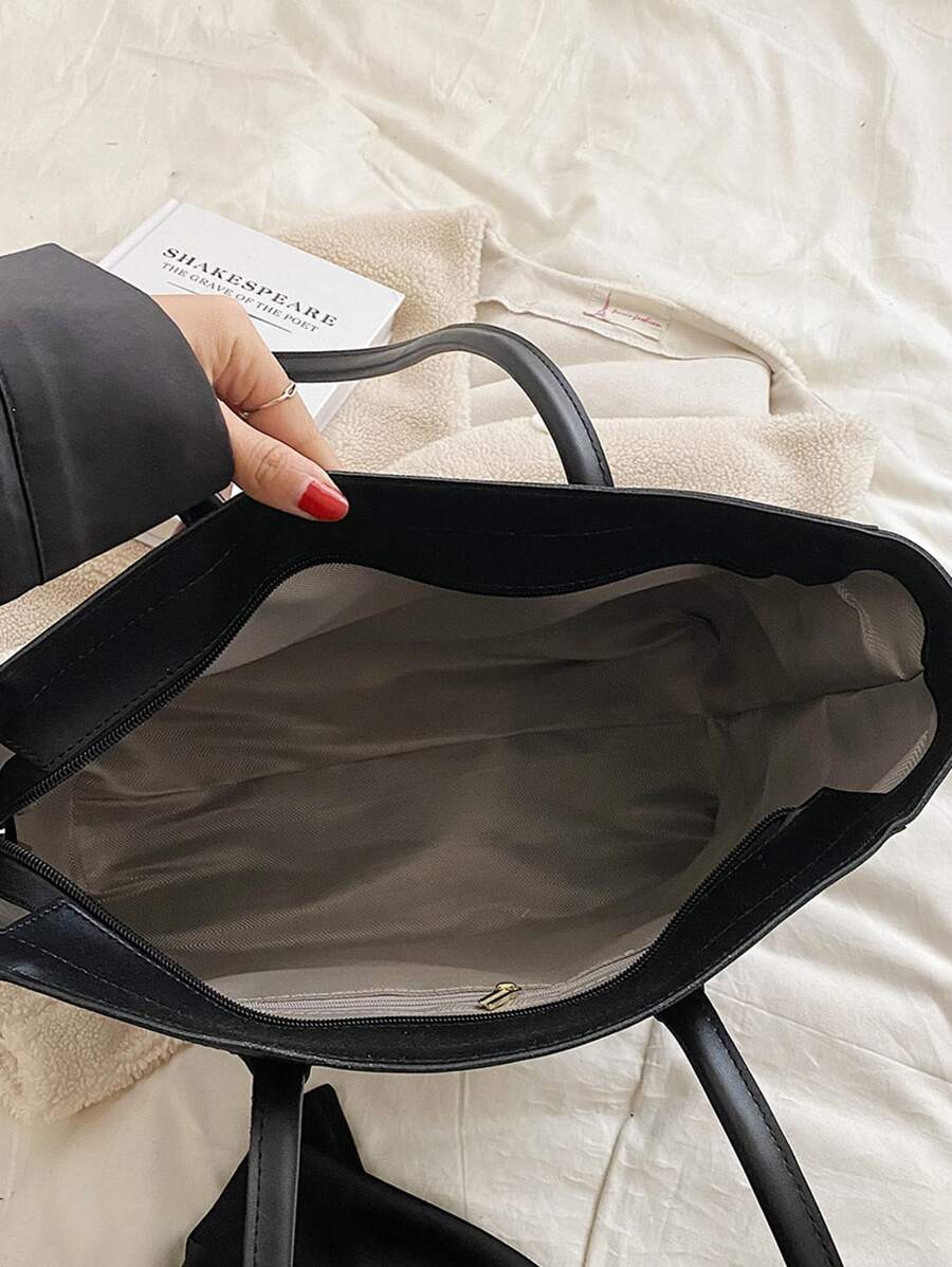 SHEIN حقيبة كتف خفيفة بخياطة أنيقة وسعة كبيرة