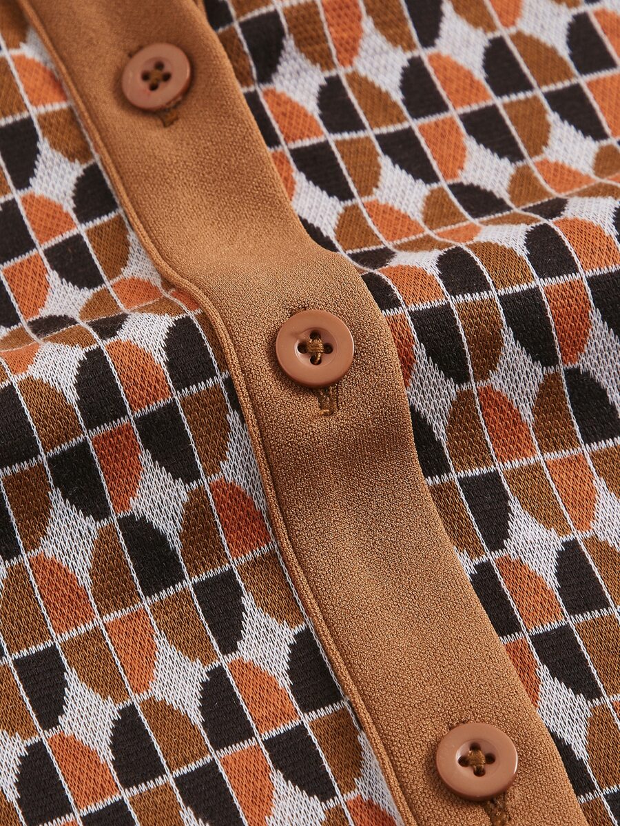 SHEIN MOD فستان بطبعة كاملة بأزرار أمامية