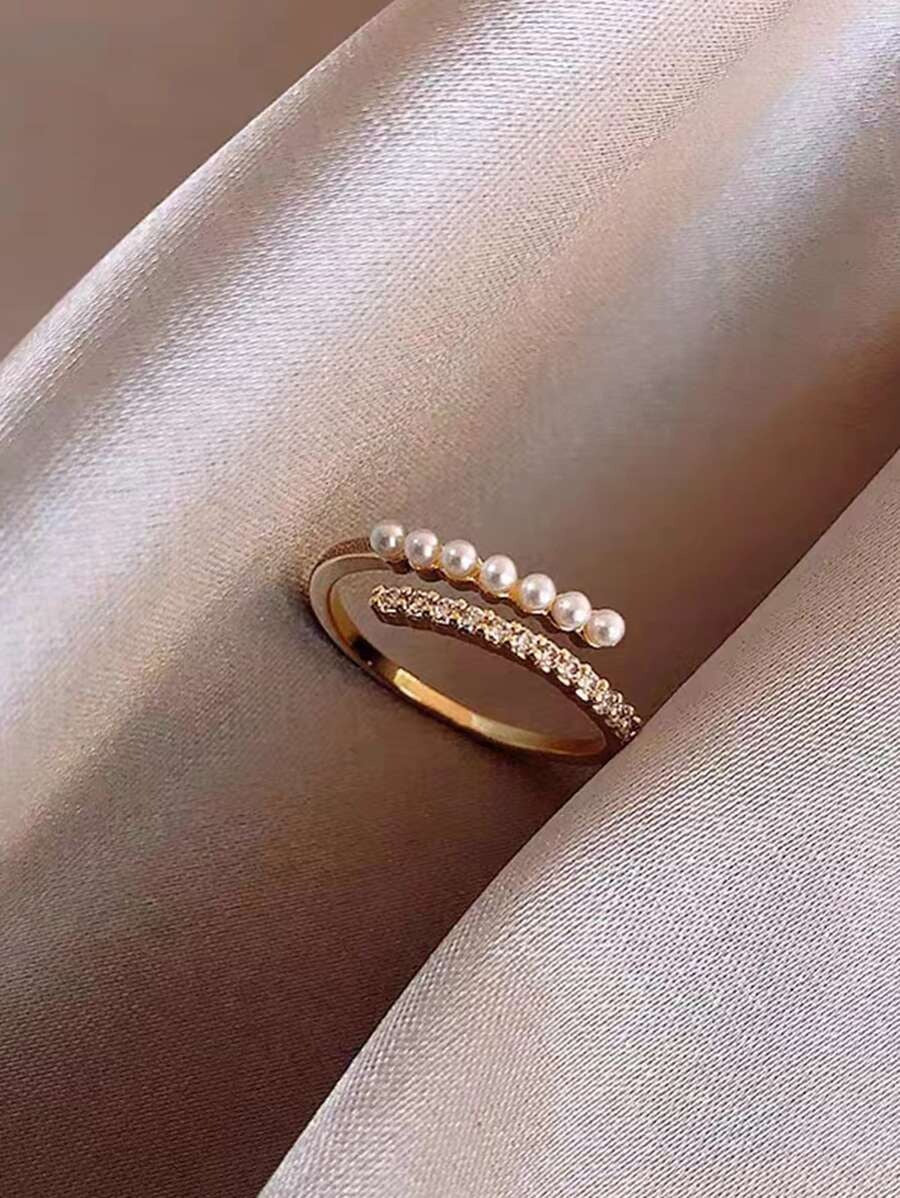 SHEIN خاتم أنيق مزين باللؤلؤ